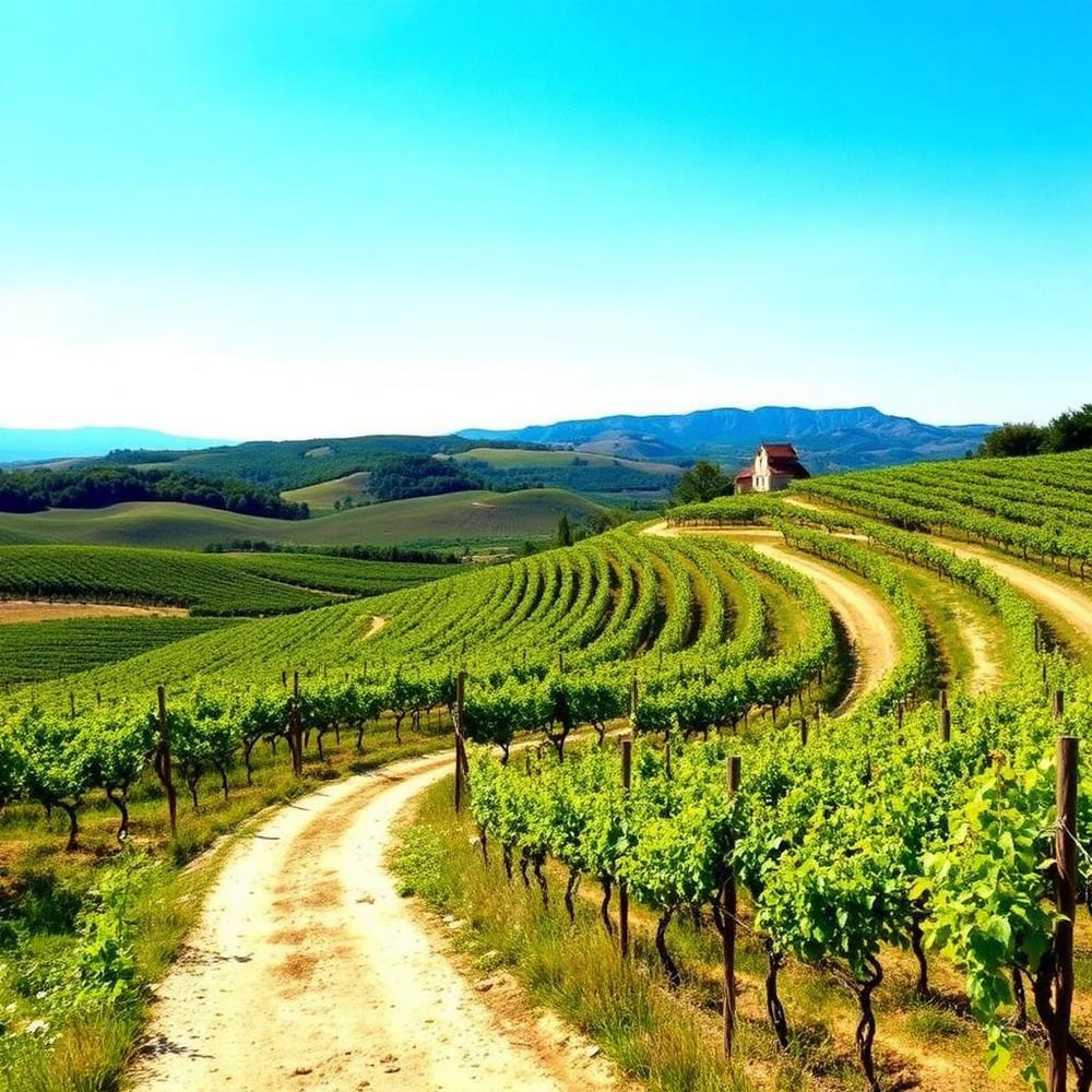 Vineyards and country lanes in the hills of northern Croatia
